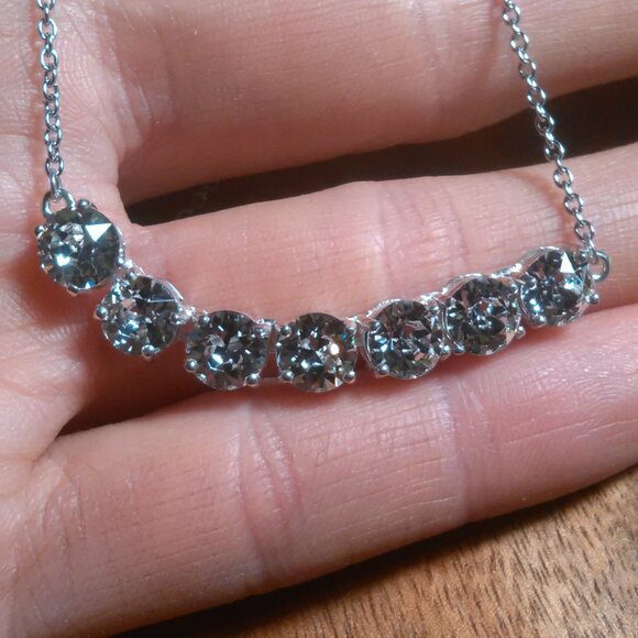 White Crystal Sterling Silver and Stainless Steel Necklace - Picture 12 of 13